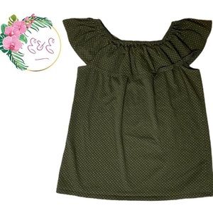 MICHAEL KORS Green w Golden Dots Top XS